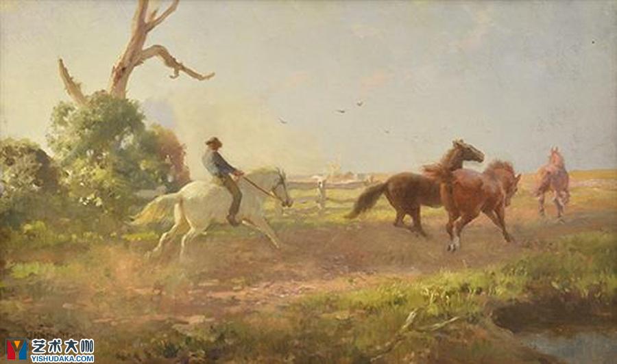 Mustering Horses-oil painting