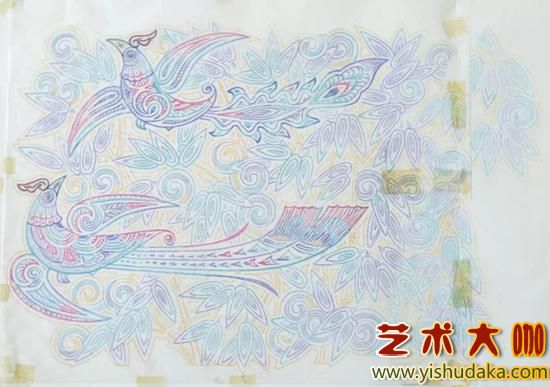 Zhou lingzhao, Chen ruoju, draft design of the fourth set of "bamboo forest ribbon" with ethnic pattern on the front of RMB two yuan coupon