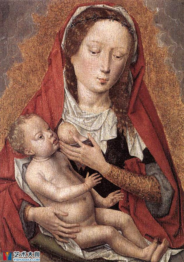 圣母与圣子油画作品
