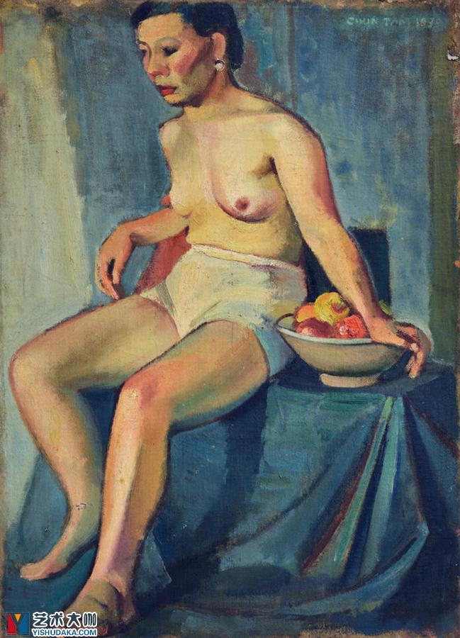 Body work with fruit-oil painting