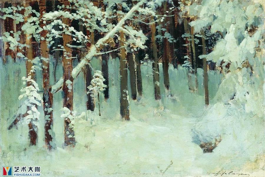 冬季森林 油画作品